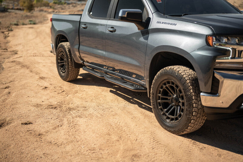 DV8 Offroad 19-24 GMC Sierra 1500 Crew Cab OE Plus Side Steps - Black Steel Side Steps DV8 Offroad