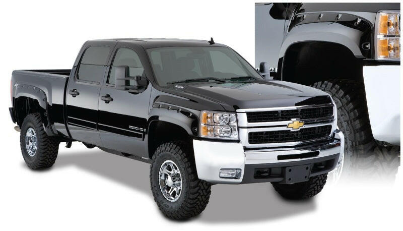 Bushwacker 07-13 Chevy Silverado 1500 Fleetside Pocket Style Flares 4pc 78.7/97.6in Bed - Black Fender Flares Bushwacker