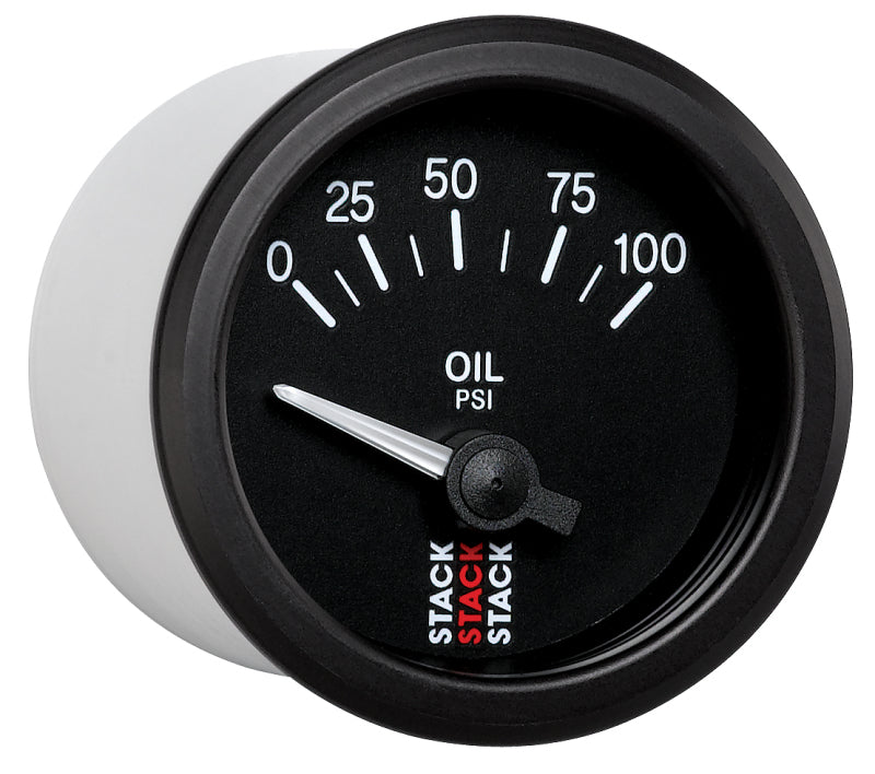 Autometer Stack Instruments 52mm 0-100 PSI 1/8in NPTF Electronic Oil Pressure Gauge - Black Gauges AutoMeter