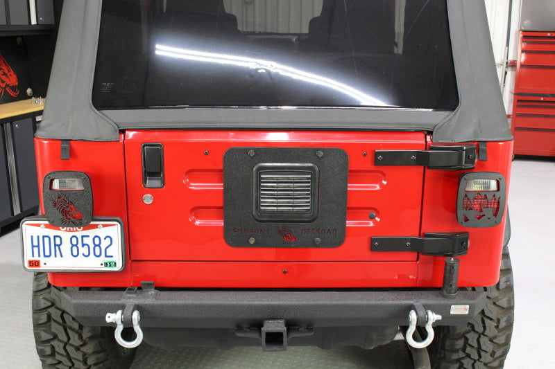 Fishbone Offroad 97-06 Jeep Wrangler TJ Tailgate Plate - Black Textured Powercoat Aluminum Tailgate Accessories Fishbone Offroad