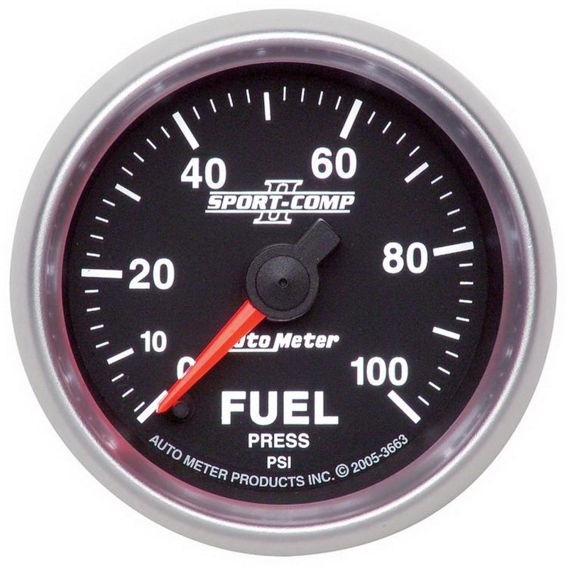 Autometer Sport-Comp II 52mm 0-100 PSI Full Sweep Electronic Fuel Pressure Gauge Gauges AutoMeter
