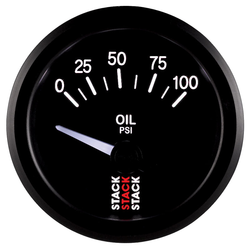 Autometer Stack Instruments 52mm 0-100 PSI 1/8in NPTF Electronic Oil Pressure Gauge - Black Gauges AutoMeter