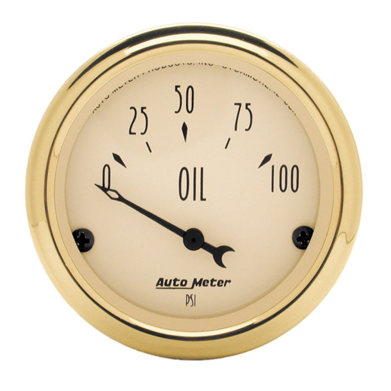 AutoMeter Gauge Oil Press 2-1/16in. 100PSI Elec Golden Oldies Gauges AutoMeter