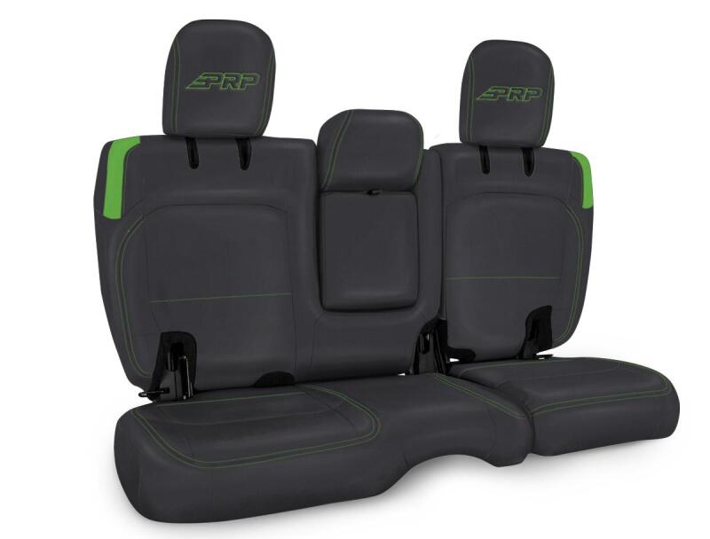 PRP Jeep Wrangler JL Rear Bench CoversU - 4 door with Armrest - Black/Green Seat Covers PRP Seats