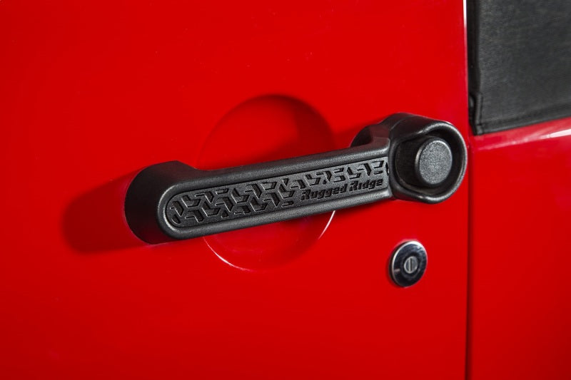 Rugged Ridge Elite Dr Hndle Inserts Black Tread 2Dr 07-18 Jeep Wrangler JK Doors Rugged Ridge