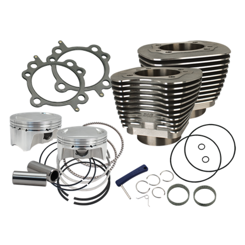 S&S Cycle 07-17 BT 107in Bolt-In Big Bore Kit - Wrinkle Black Piston Sets - Powersports S&S Cycle