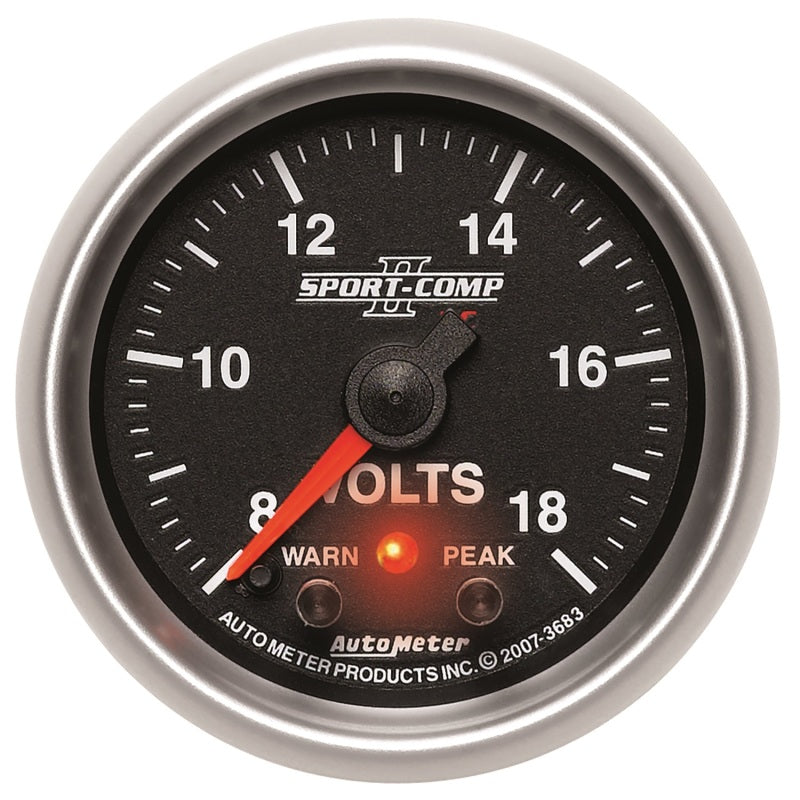 Autometer Sport-Comp II 2-1/16in Digital Voltometer Gauge - 18V Gauges AutoMeter