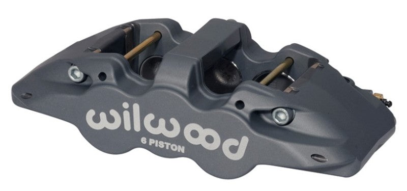 Wilwood Caliper-Aero6-R/H - Black Anodize (.80 Thk Pad) 1.62/1.12/1.12in Pistons 1.25in Disc Brake Calipers - Perf Wilwood