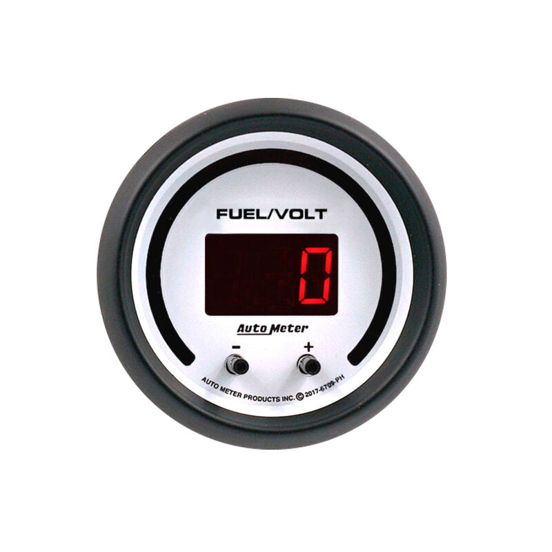 Autometer 52.4mm White Switchable 0-100 Fuel Level/8-18V Voltmeter Phantom Elite Digital Gauge Gauges AutoMeter