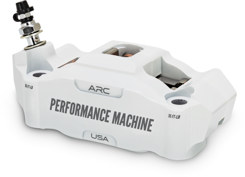 Performance Machine 125 x 4 Race Series Radial Mount Caliper with ARC - Left - White Brake Calipers - Perf Performance Machine