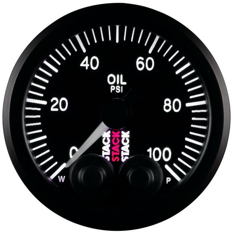Autometer Stack Instruments Pro Control 52mm 0-100 PSI Oil Pressure Gauge - Black (1/8in NPTF Male) Gauges AutoMeter