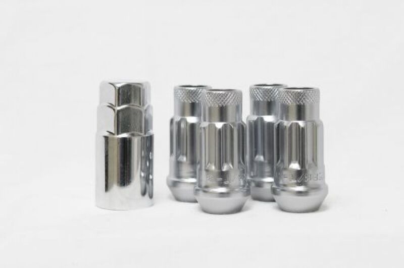 Wheel Mate 14x1.50 Monster Lug Satin Silver Locking Lug Nut - Set of 4 Lug Nuts Wheel Mate