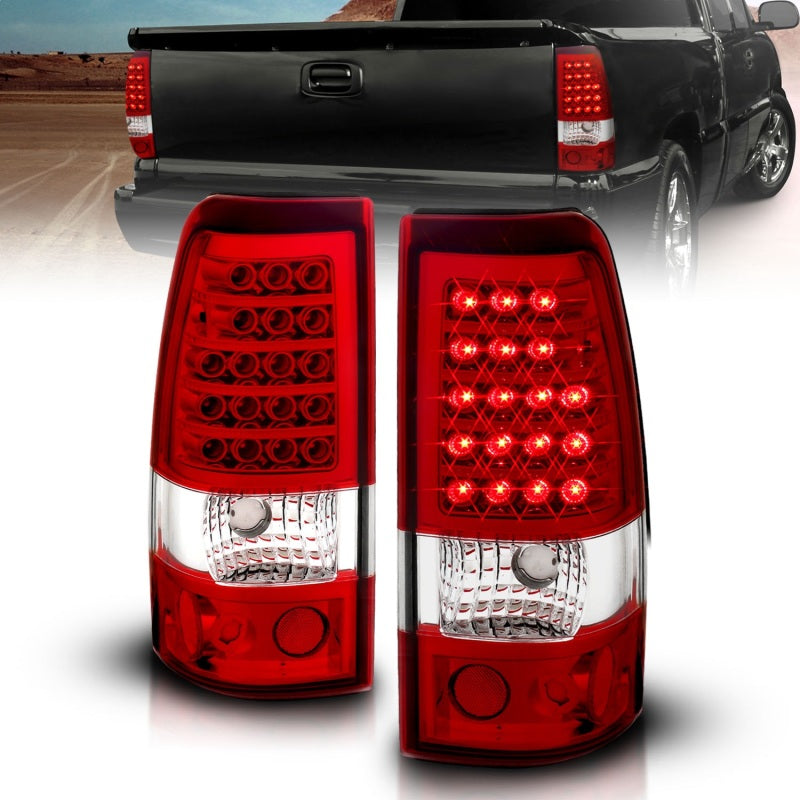 ANZO 2003-2006 Chevrolet Silverado 1500 LED Taillights Red/Clear Tail Lights ANZO