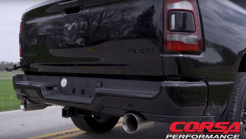 Corsa 19-24 Ram 1500 5.7L Crew Cab w/ 57in or 76in Bed Cat-Back Dual Rr Exit 5in Satin Polished Tips Catback CORSA Performance