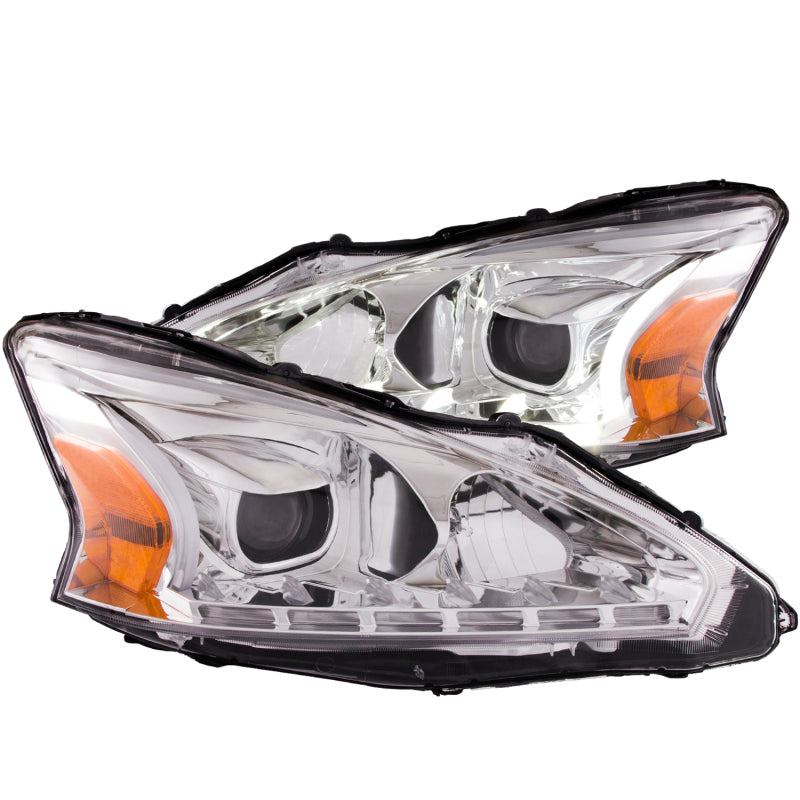 ANZO 2013-2014 Nissan Altima Projector Headlights w/ Plank Style Design Chrome Headlights ANZO