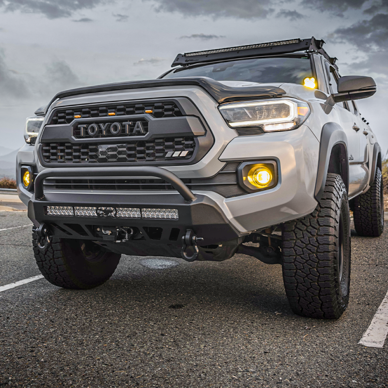 Cali Raised 16-23 Toyota Tacoma Stealth Bumper - Bull Bar / No Light Bar Bumpers - Steel Cali Raised LED