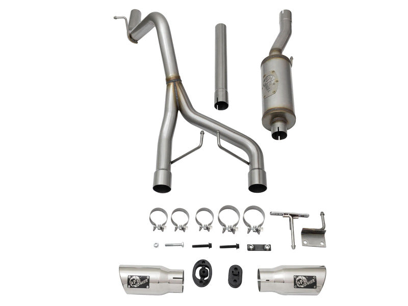 aFe Rebel Series CB 2.5in Dual Center Exit SS Exhaust w/ Polish Tip 07-15 Jeep Wrangler 3.6L/3.8L V6 Catback aFe