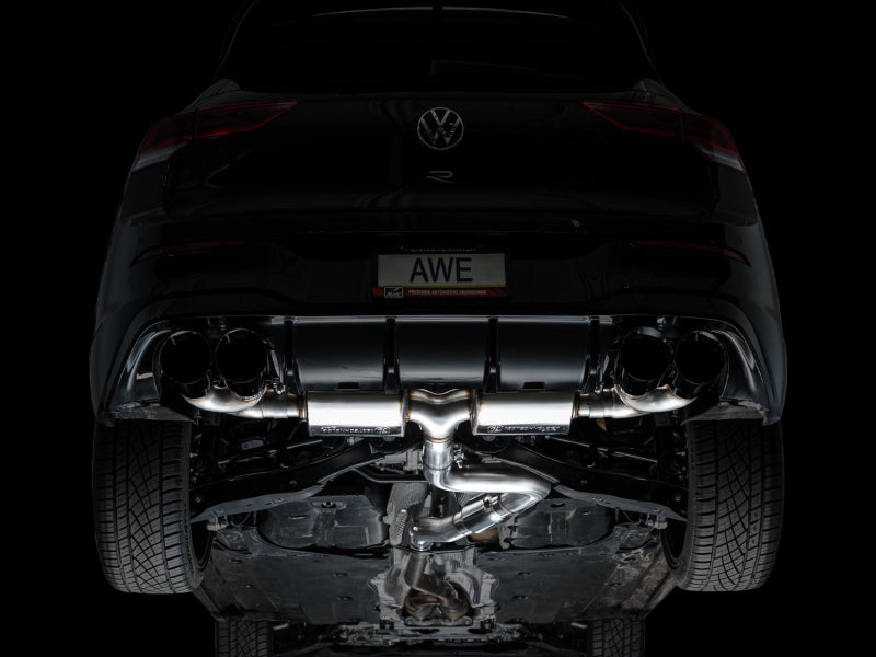 AWE MK8 Volkswagen Golf R 3in Touring Edition Quad Exhaust - Diamond Black Tips Catback AWE Tuning
