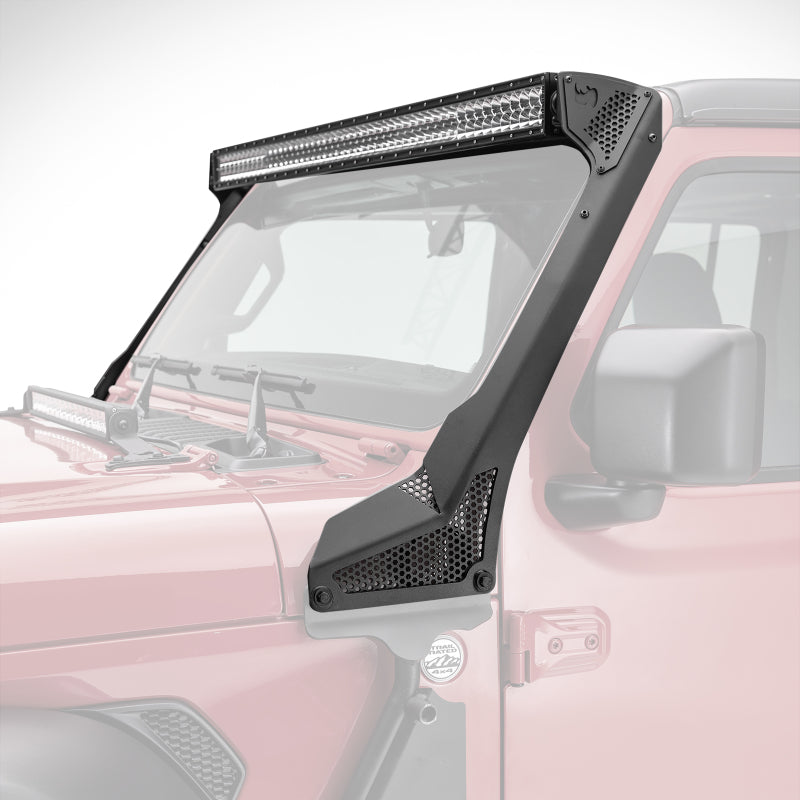 Go Rhino 18-20 Jeep Wrangler JL/JLU/Gladiator JT XE Windshield Light Bar Mount - 50in Single Row Light Mounts Go Rhino