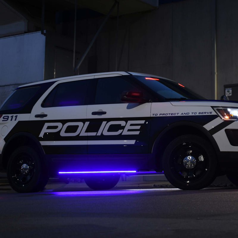 Putco 11-19 Ford Explorer Interceptor Blade Rocker Kits Sideliners - Blue & White w/ White Override Light Mounts Putco