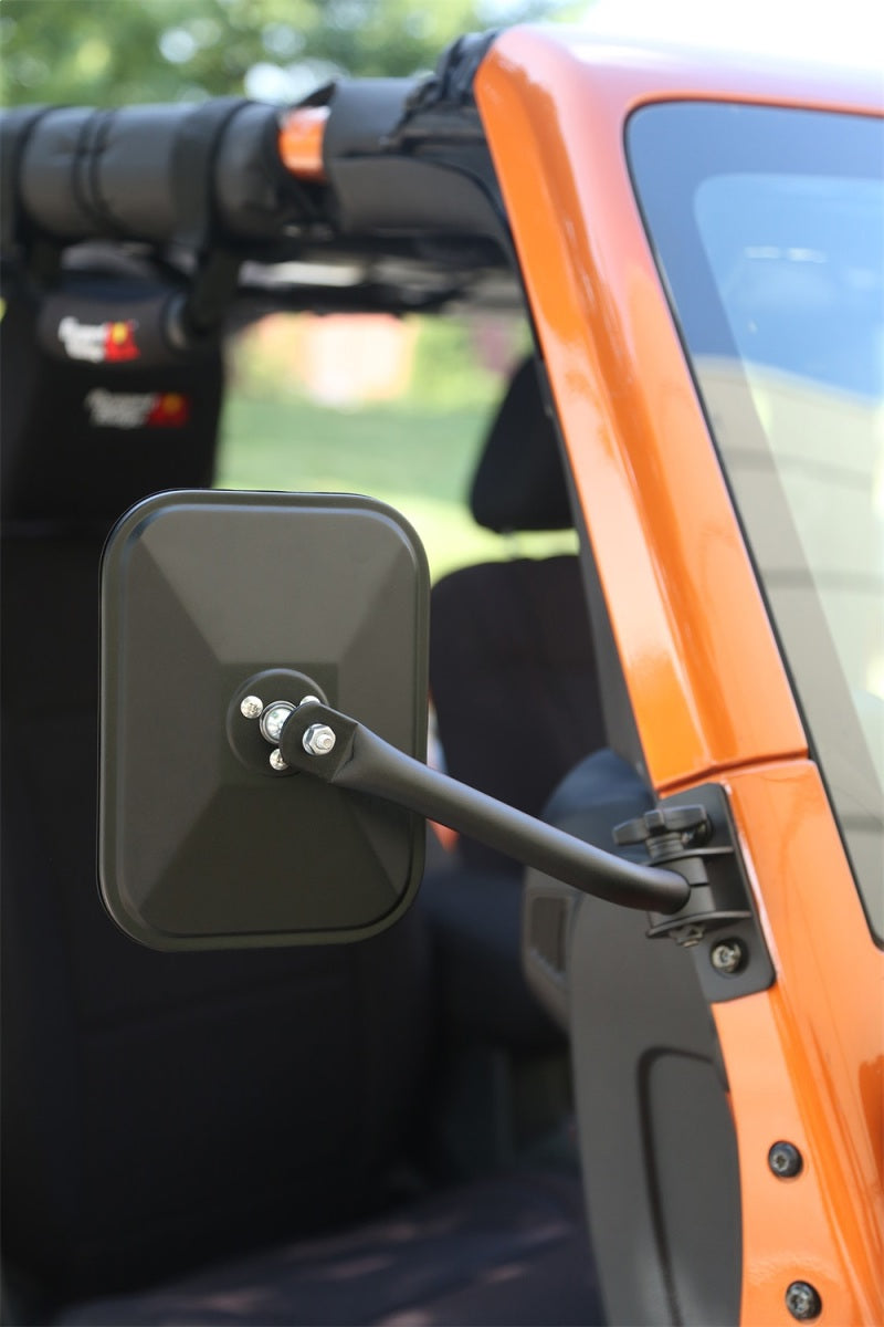 Rugged Ridge 97-18 Jeep Wrangler Textured Black Rectangluar Quick Release Mirror Exterior Trim Rugged Ridge