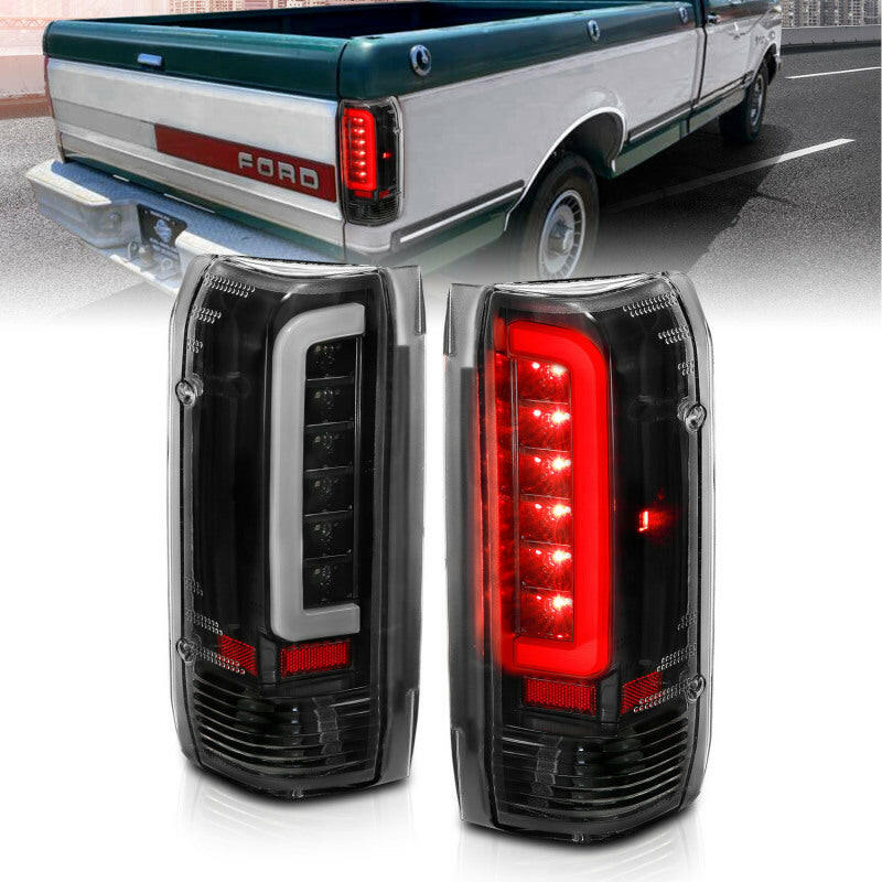 ANZO 1987-1996 Ford F-150 LED Taillights Black Housing Clear Lens (Pair) Tail Lights ANZO