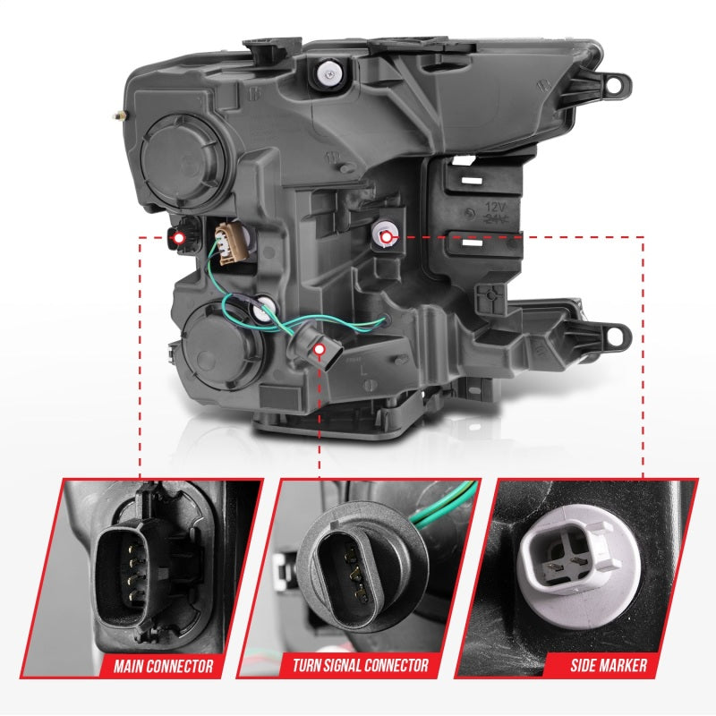 ANZO 2018-2020 Ford F-150 Projector Headlight w/Plank Style Switchback Chrome Housing Headlights ANZO