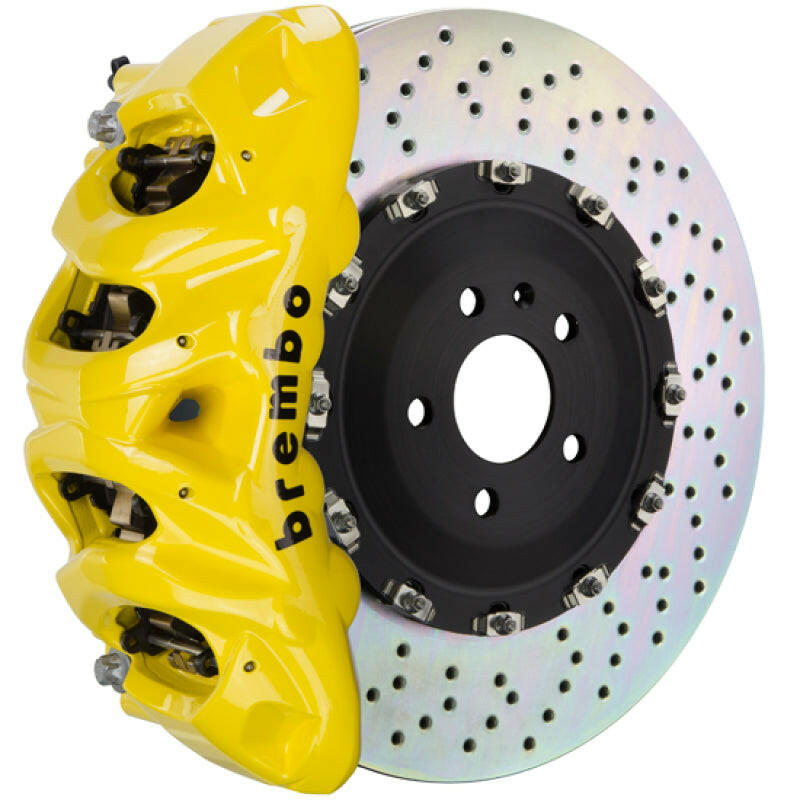 Brembo 07-14 Escalade/ESV/EXT Fr GT BBK 8Pis Cast 412x38 2pc Rotor Drilled-Yellow Brake Kits - Performance Slot Brembo