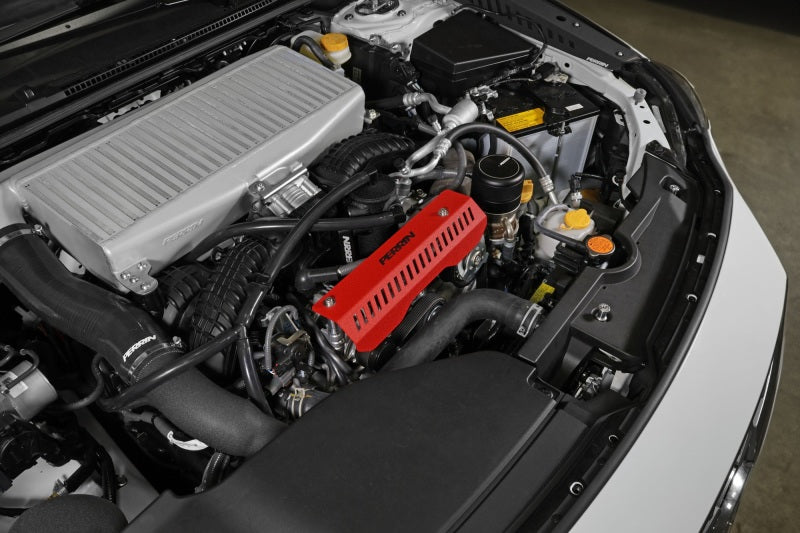 PERRIN 22-25 Subaru WRX Pulley Cover - Red (SHORT - For Use w/PERRIN AOS) Engine Covers Perrin Performance