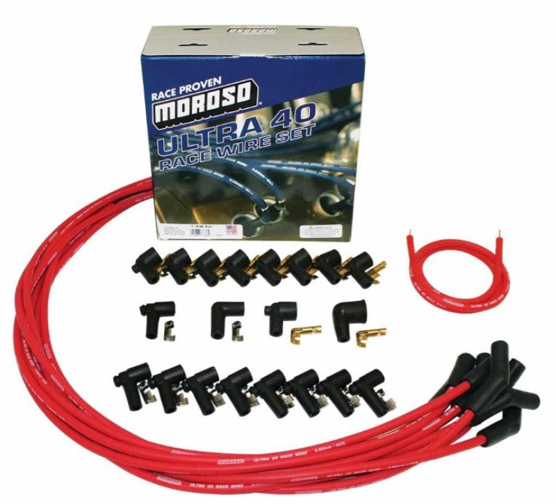 Moroso Universal Ignition Wire Set - Ultra 40 - Unsleeved - 135 Degree - Red Spark Plug Wire Sets Moroso
