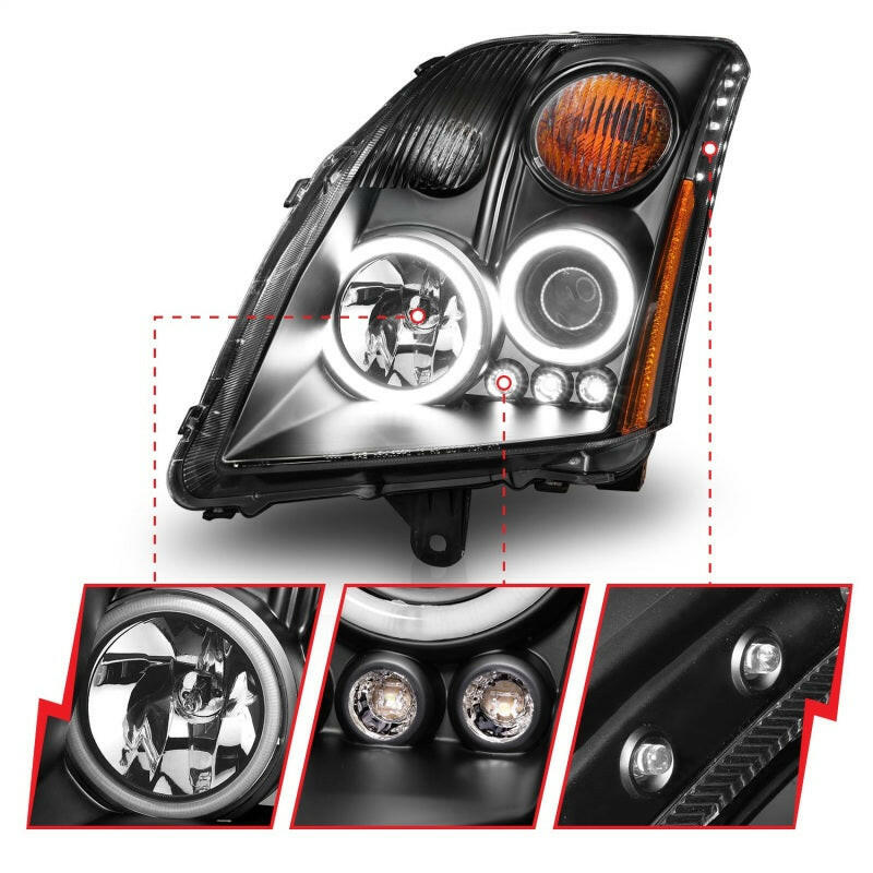 ANZO 2007-2012 Nissan Sentra Projector Headlights Black Headlights ANZO