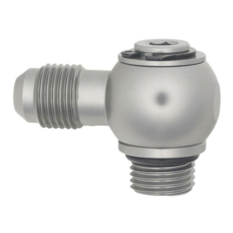 DeatschWerks 6AN ORB Male to 6AN Male Flare Low Profile 90-Degree Swivel - Anodized DW Titanium Fittings DeatschWerks