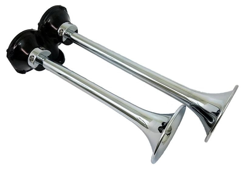 Kleinn Chrome Roof Mount Dual Horn/ 13.5In/11.5In - Chrome-Plated Spun Copper Horns Kleinn Air Horns