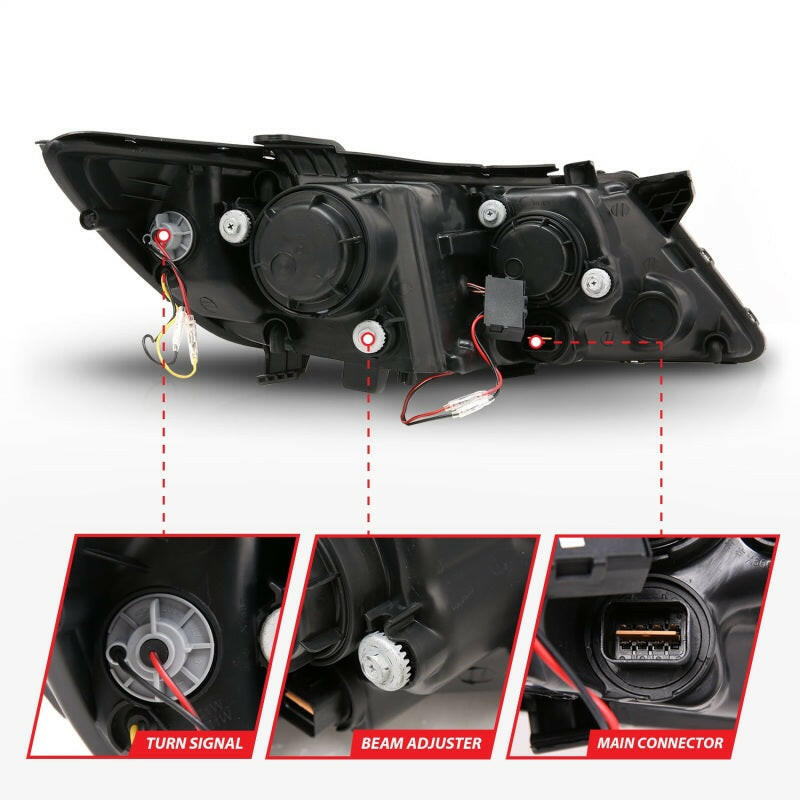 ANZO 2011-2013 Kia Optima Projector Headlights w/ Halo Black (CCFL) Headlights ANZO