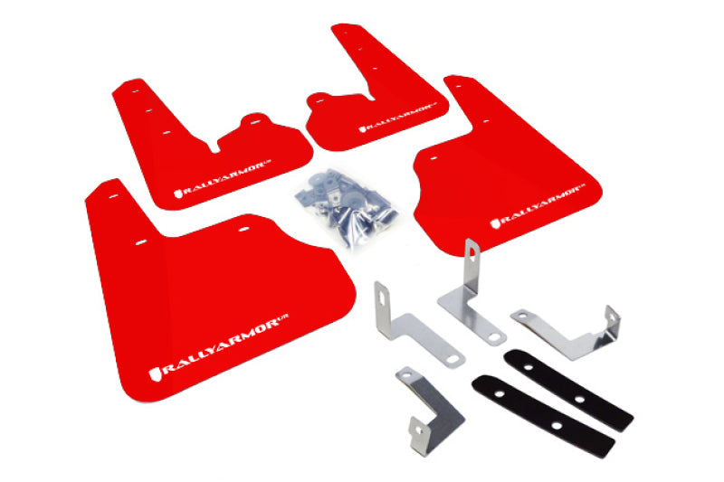Rally Armor 12-16 Subaru Impreza 4D/5D Red UR Mud Flap w/White Logo Mud Flaps Rally Armor