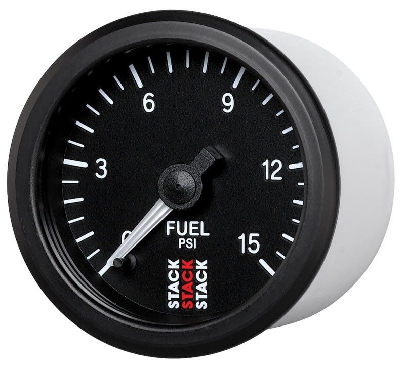Autometer Stack 52mm 0-15 PSI 1/8in NPTF Male Pro Stepper Motor Fuel Pressure Gauge - Black Gauges AutoMeter