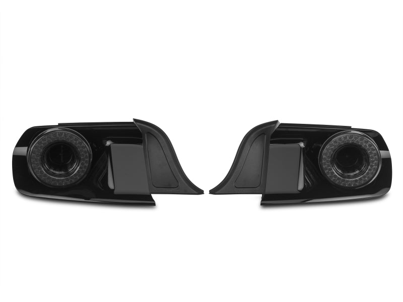 Raxiom 15-22 Ford Mustang Halo LED Tail Lights - Gloss Black Housing (Smoked Lens) Tail Lights Raxiom