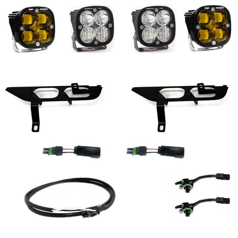 Baja Designs 21-22 Ford F-150 Squadron SAE Amber/Pro DC Up w/ DRL Fog Pocket Light Kit Light Bars & Cubes Baja Designs
