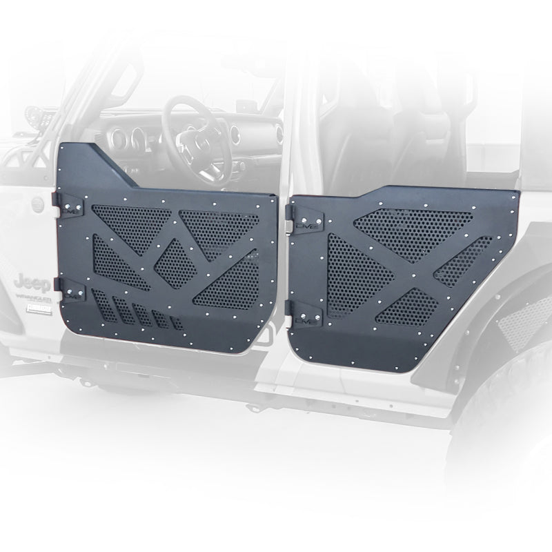 DV8 18-22 Jeep 4 Door JL/JT Aluminum Half Doors with Perforated Mesh Rear Doors DV8 Offroad