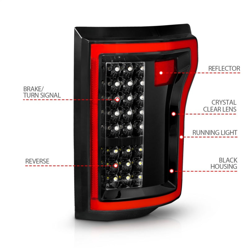 ANZO 2015-2016 Ford F-150 LED Taillights Black Tail Lights ANZO