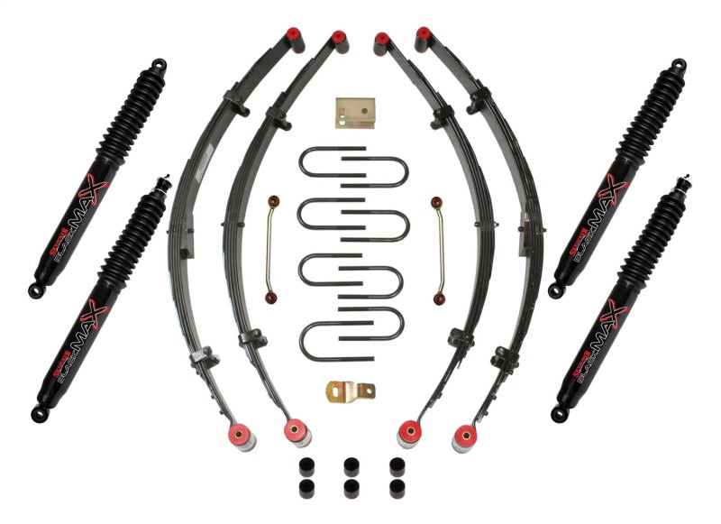 Skyjacker 4" KIT,87-96 YJ W/4 BLK MAX Leaf Springs & Accessories Skyjacker