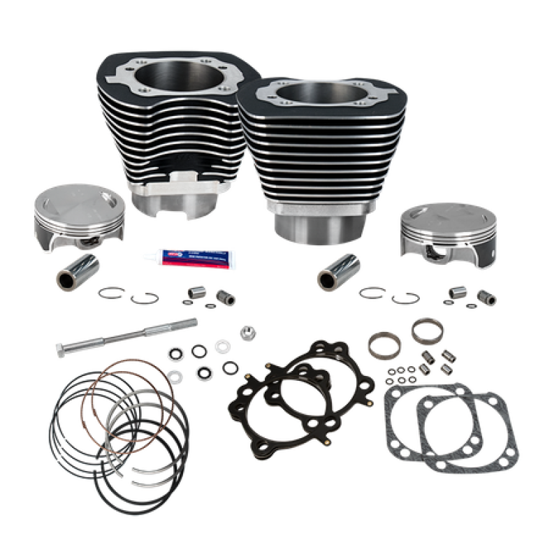 S&S Cycle 07-16 BT 124in Standard Compression 4-1/8in Big Bore Kit - Wrinkle Black Piston Sets - Powersports S&S Cycle
