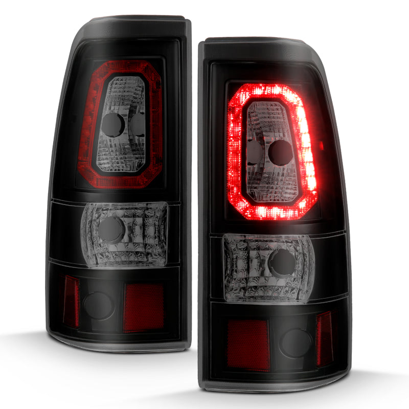 ANZO 1999-2002 Chevy Silverado 1500 LED Taillights Plank Style Black w/Smoke Lens Tail Lights ANZO