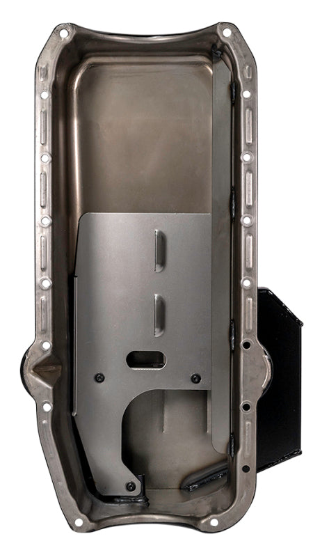 Moroso Pre-80 Chevrolet SBC (w/Driver Side Dipstick) Wet Sump 7qt 7.5in Steel Oil Pan - Black Oil Pans Moroso