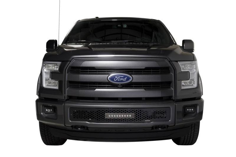 Putco 15-17 Ford F-150 - SS Black Punch Design w/ 10in Luminix Light bar Bumper Grille Inserts Grilles Putco