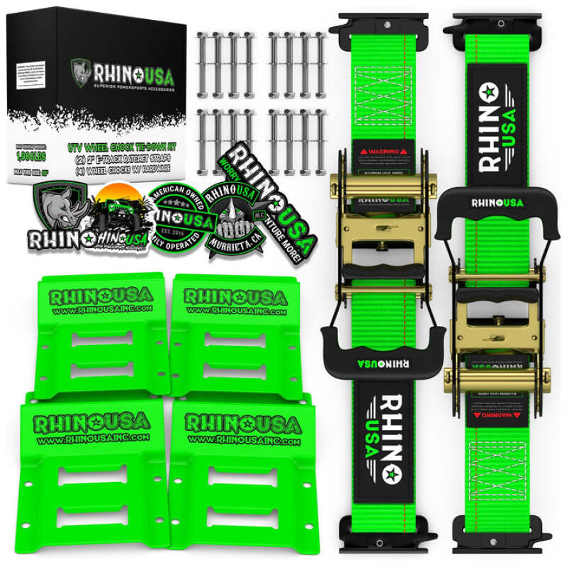 Rhino USA Utv Wheel Chock Tie-Down Kit (2-Wheel Kit) (Green) Cargo Tie-Downs Rhino USA