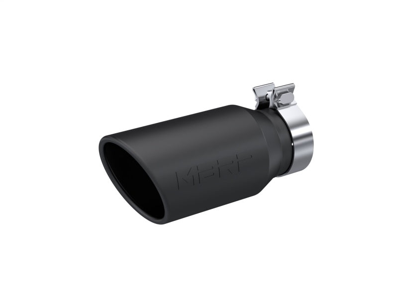 MBRP Universal Tip 4.5in OD / 3.2in Inlet / 10in Length / Angled Cut Rolled End - Black Tips MBRP