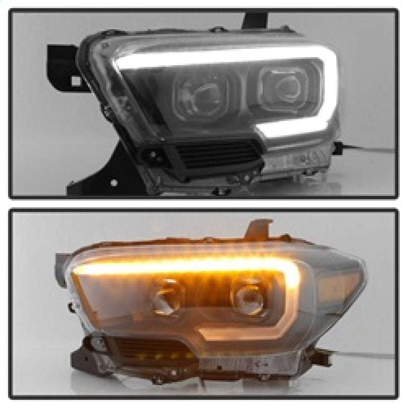 xTune Toyota Tacoma 16-18 DRL Light Bar Projector Headlights - Black PRO-JH-TTA16-LBDRL-BK Headlights SPYDER