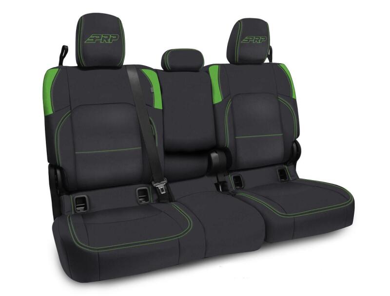 PRP Jeep Wrangler JT Rear Bench Covers - with Armrest - Black/Green Seat Covers PRP Seats