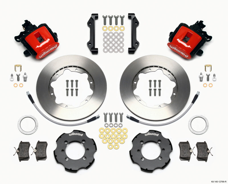 Wilwood Combination Parking Brake Rear Kit 11.00in Red 2012 Fiat 500 w/ Lines Brake Calipers - Perf Wilwood